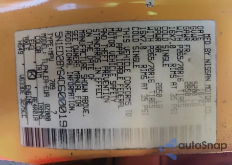 2004 Nissan Xterra Xe из США, поврежденный, VIN 5N1ED28Y64C600019